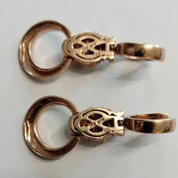 Effy 14k Rose Gold Panther Diamonds Earrings 1.75 TWC Diamond - Picture 8 of 15